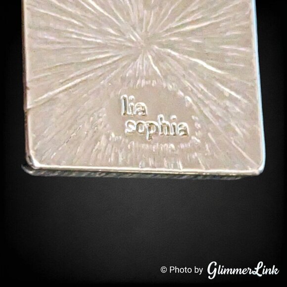 Lia Sophia Tiered Green Faceted Foiled Glass Squares Silver Tone Slide Pendant - Picture 5 of 7
